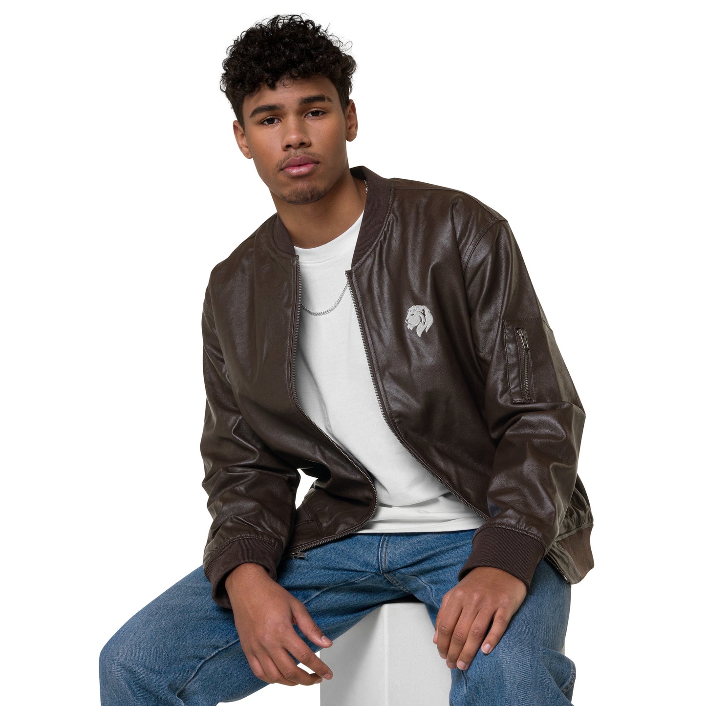 0601b Faux Leather Bomber Jacket, 03