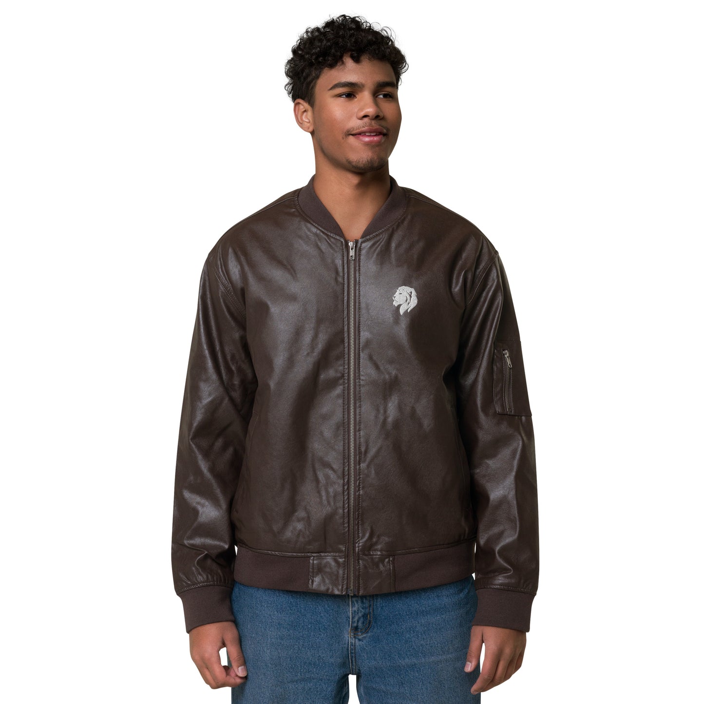 0601b Faux Leather Bomber Jacket, 03