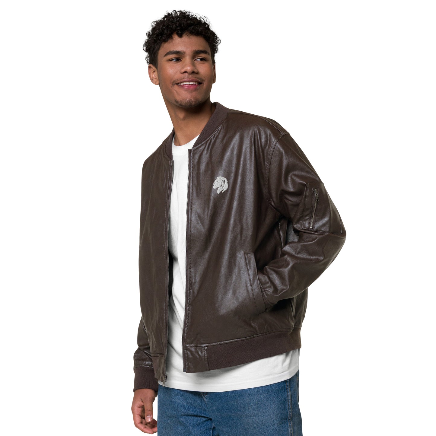 0601b Faux Leather Bomber Jacket, 03