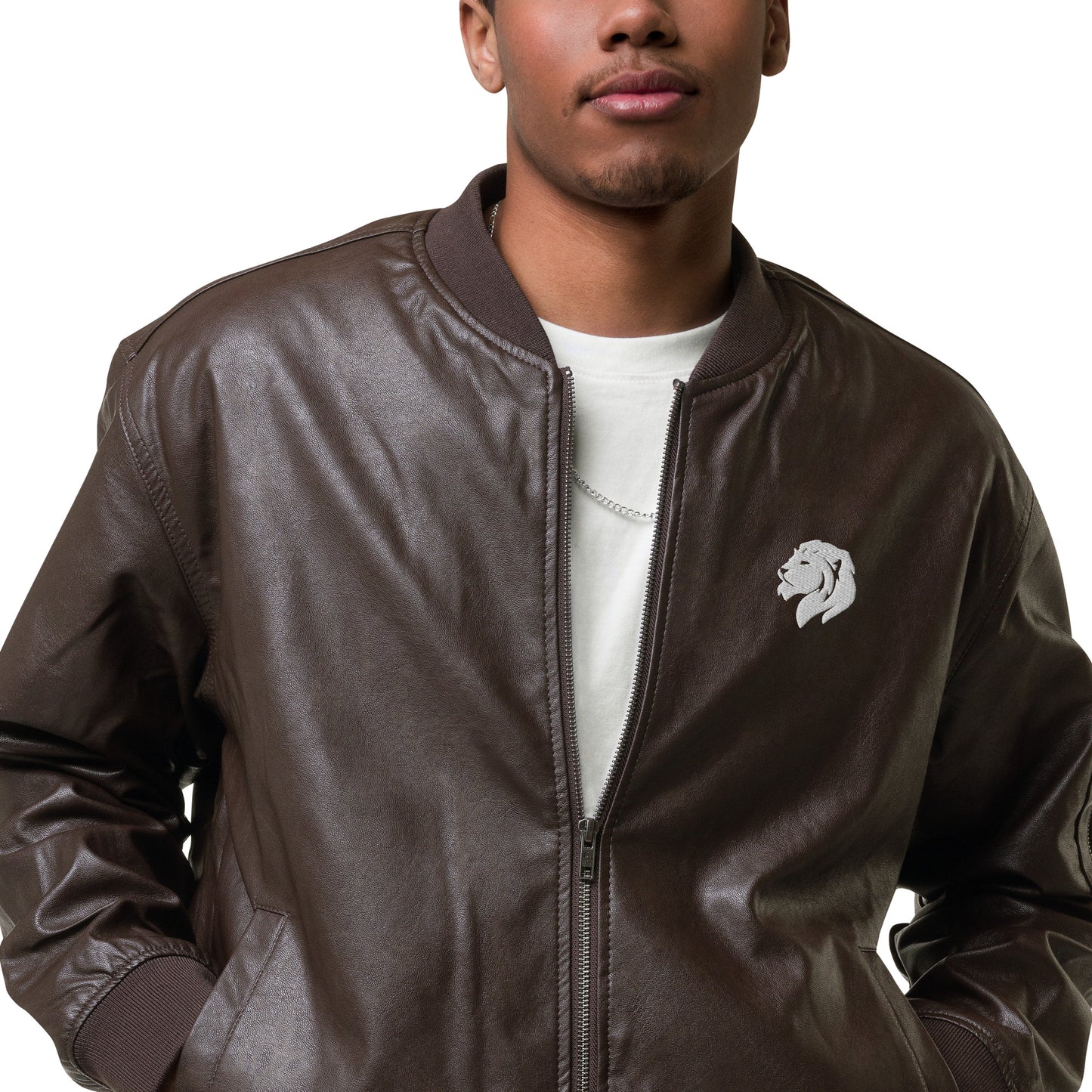 0601b Faux Leather Bomber Jacket, 03