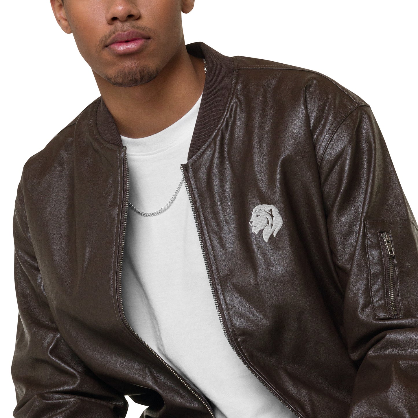 0601b Faux Leather Bomber Jacket, 03