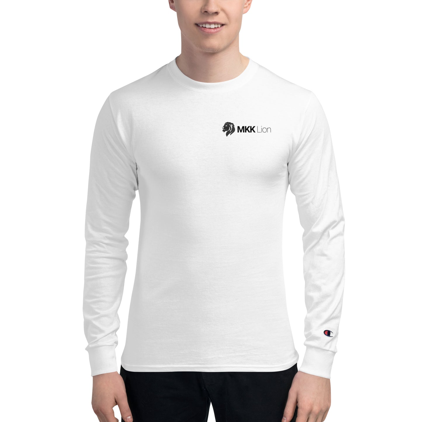 0106b Champion Unisex Long Sleeve, White MKK Name