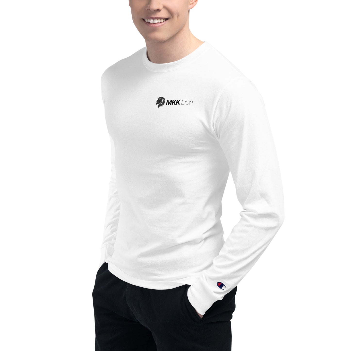 0106b Champion Unisex Long Sleeve, White MKK Name