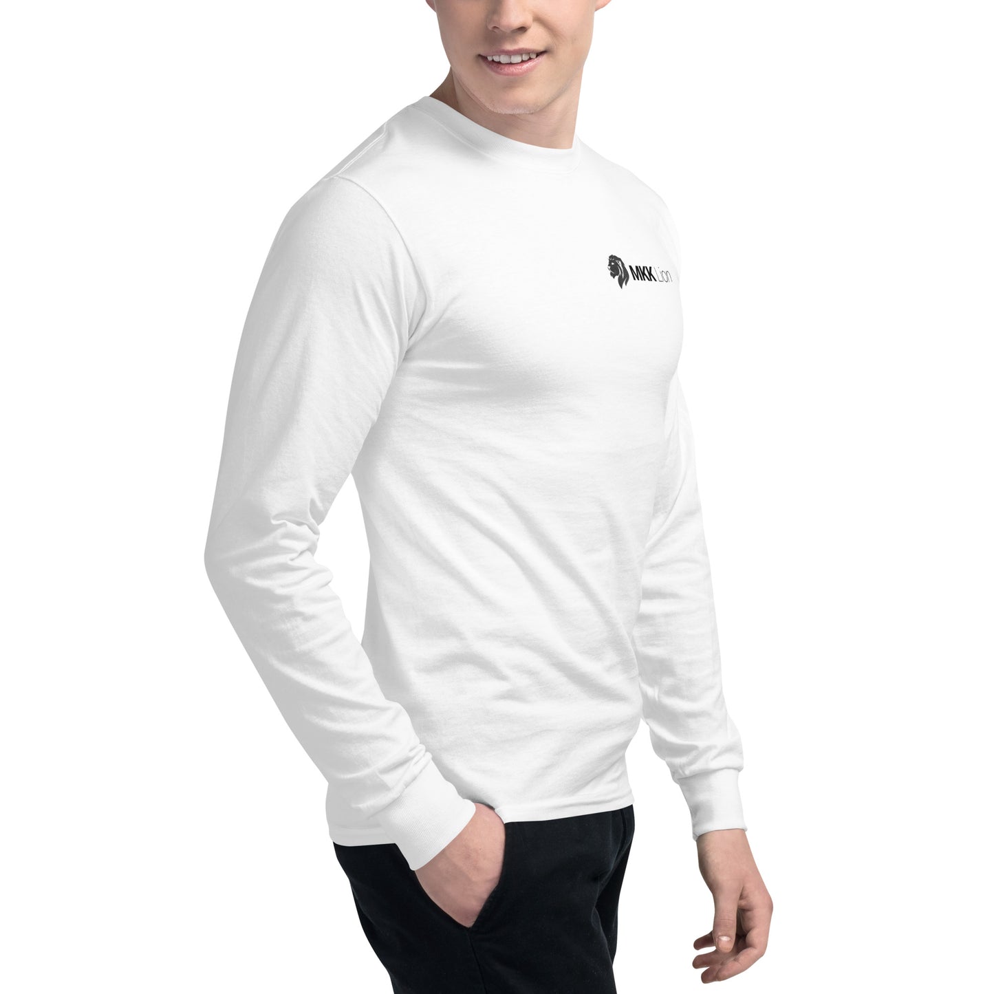 0106b Champion Unisex Long Sleeve, White MKK Name