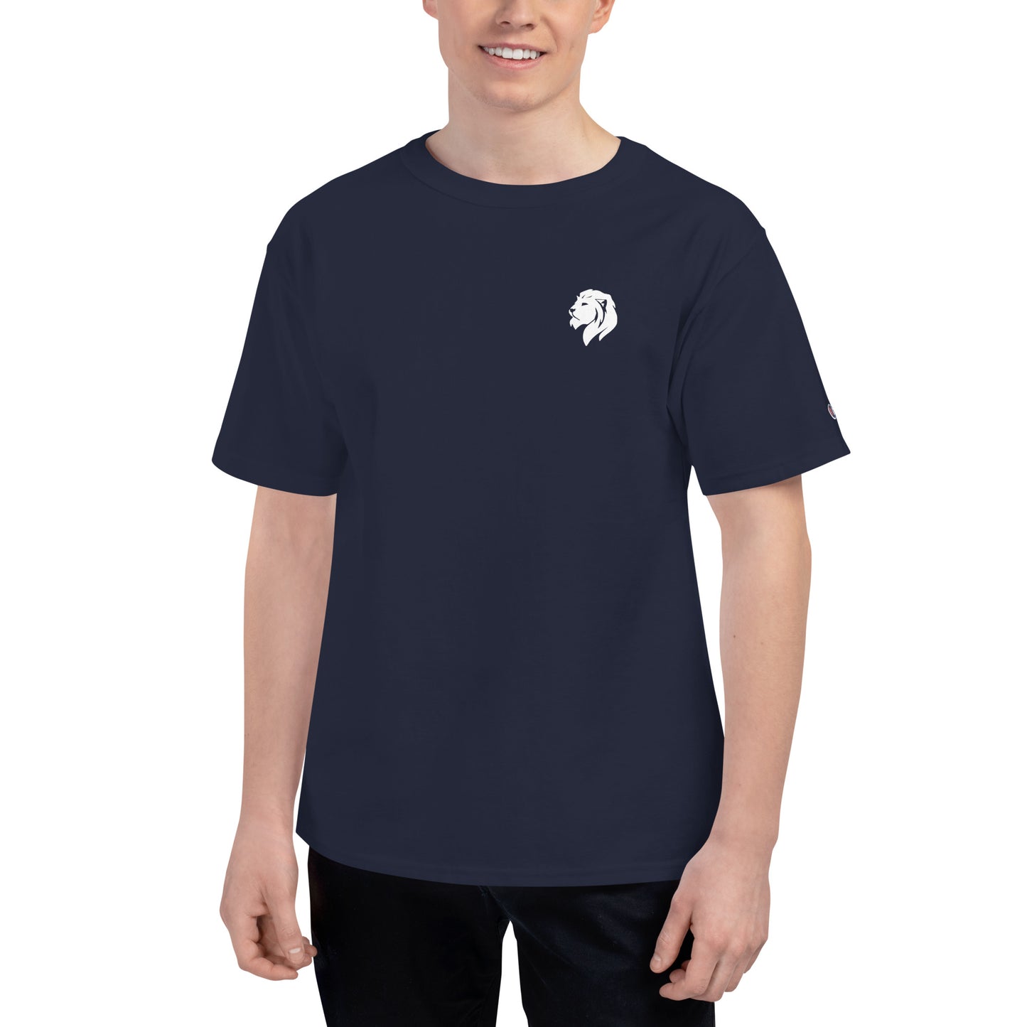 0101a2 Champion Unisex T-Shirt, Black/Navy, 02