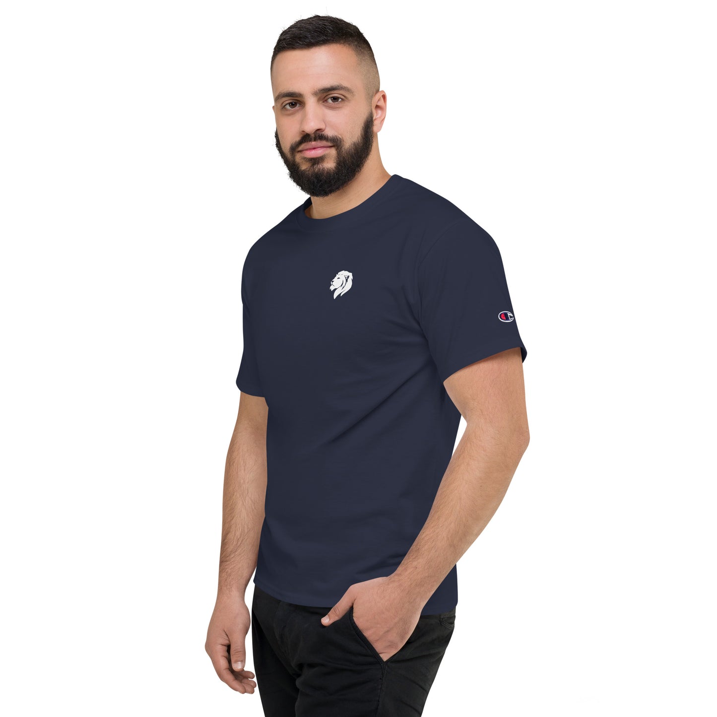 0101a2 Champion Unisex T-Shirt, Black/Navy, 02