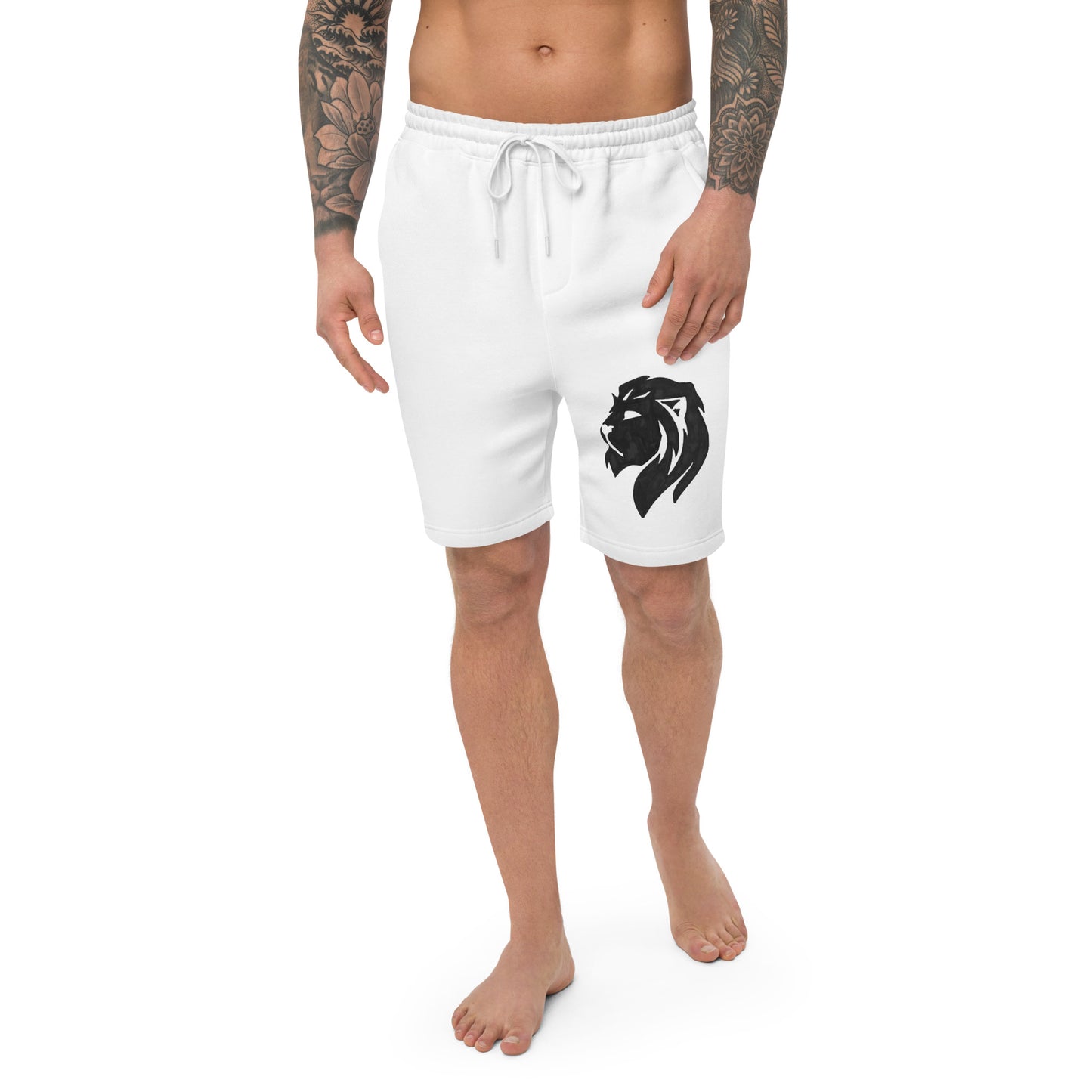 0201 Unisex Fleece Shorts, Solid White/Grey, 07