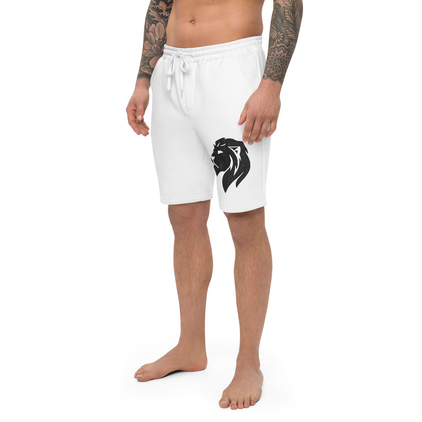 0201 Unisex Fleece Shorts, Solid White/Grey, 07