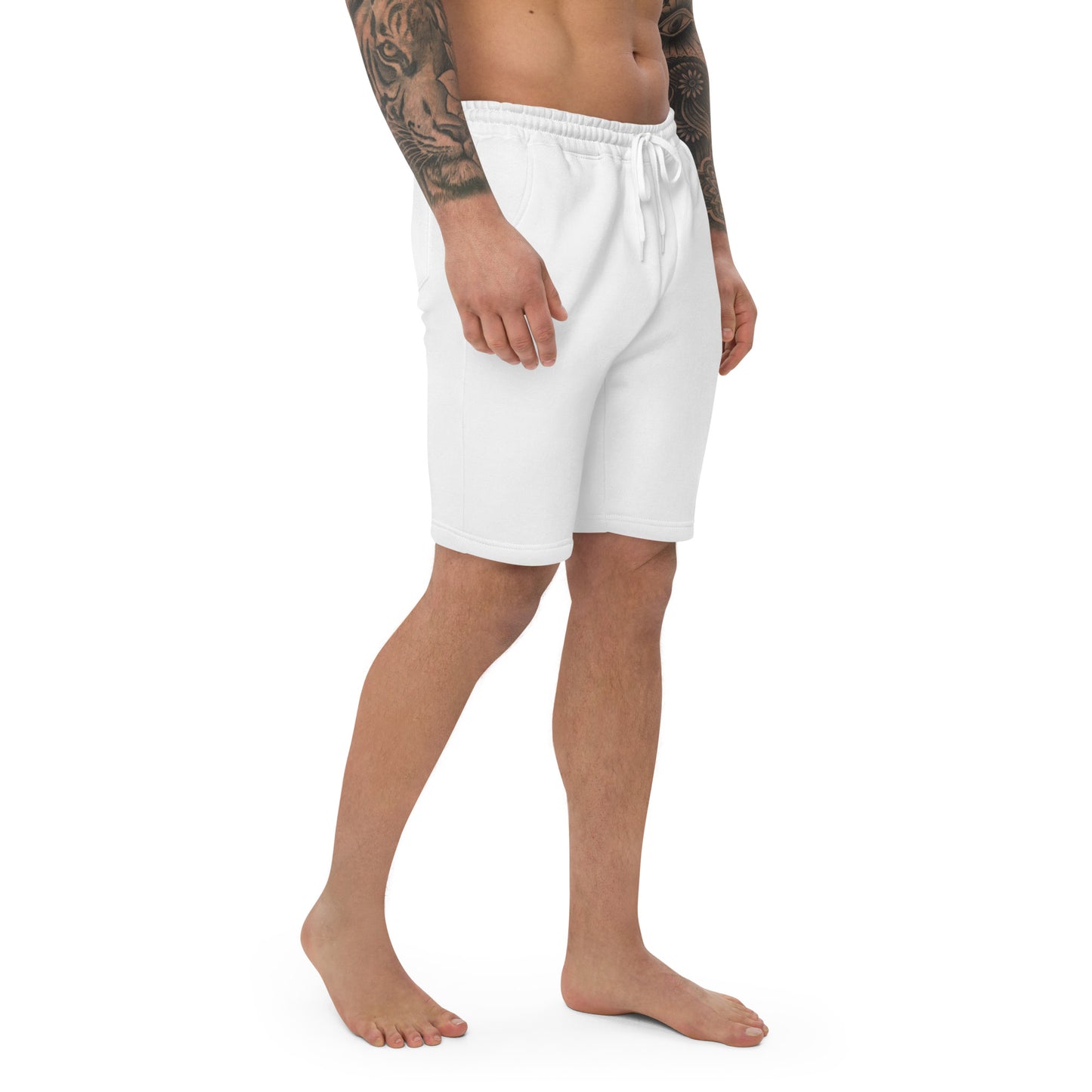 0201 Unisex Fleece Shorts, Solid White/Grey, 02