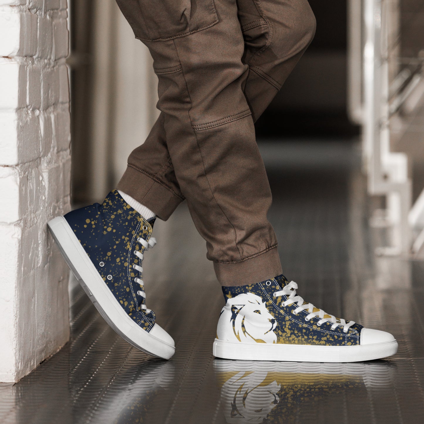 0704 Hi-Tops, Navy and Gold Splatter, mk2