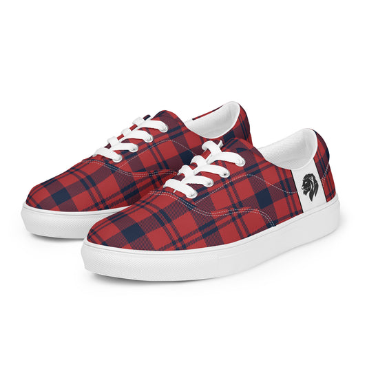 0705 Canvas Shoes, Plaid Red and Blue