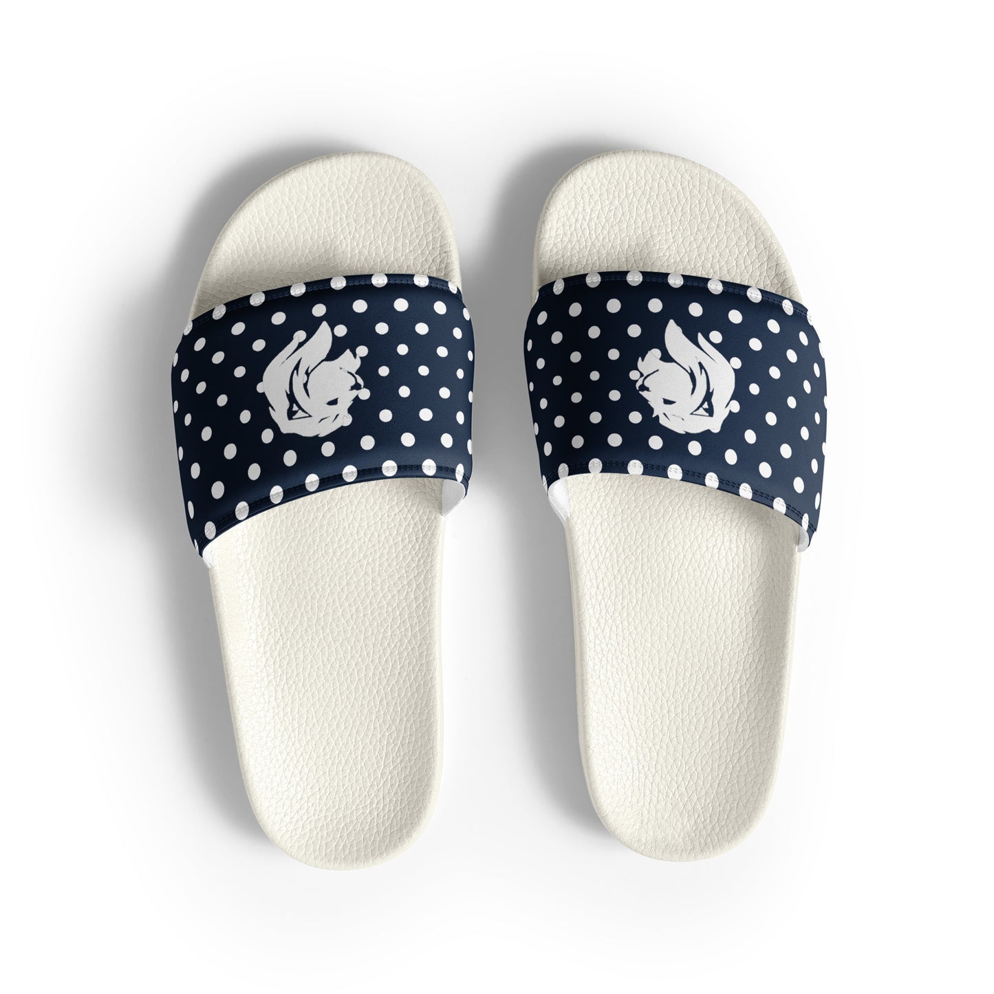 0702 Sliders, Navy and White Dots