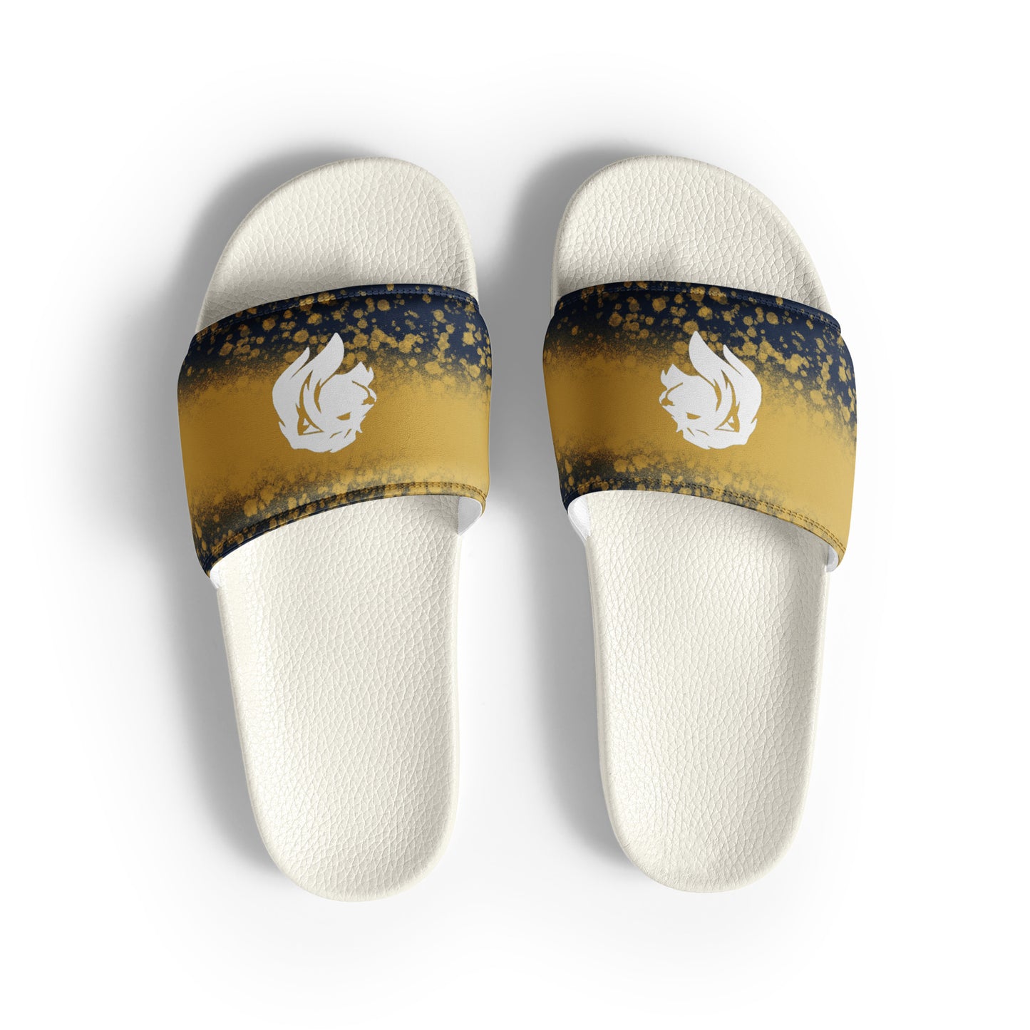 0702 Sliders, Navy and Gold Splatter