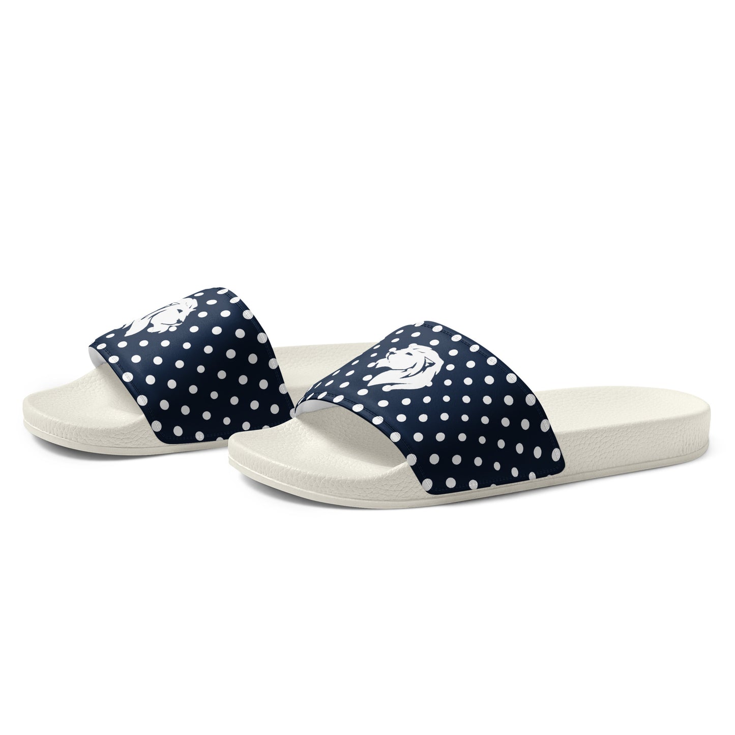 0702 Sliders, Navy and White Dots