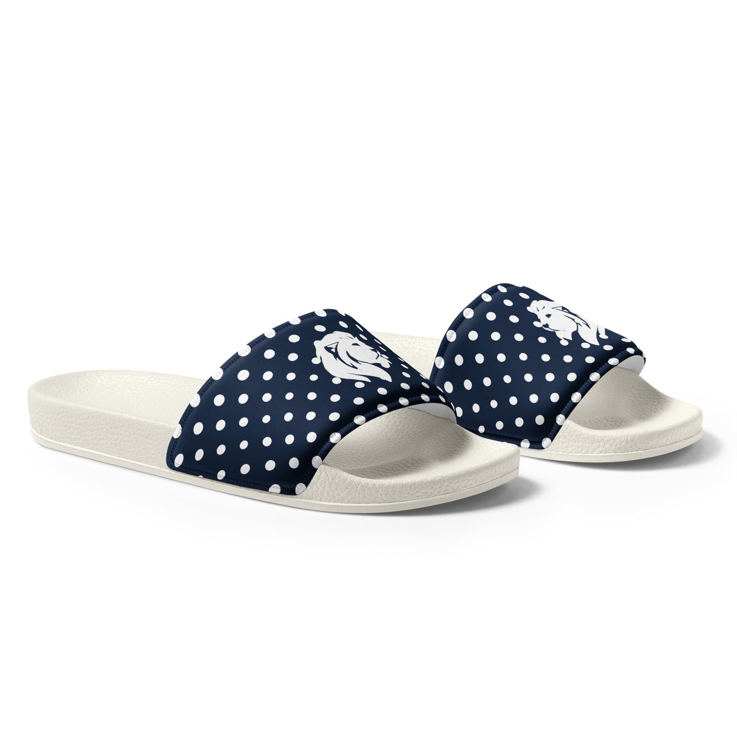 0702 Sliders, Navy and White Dots