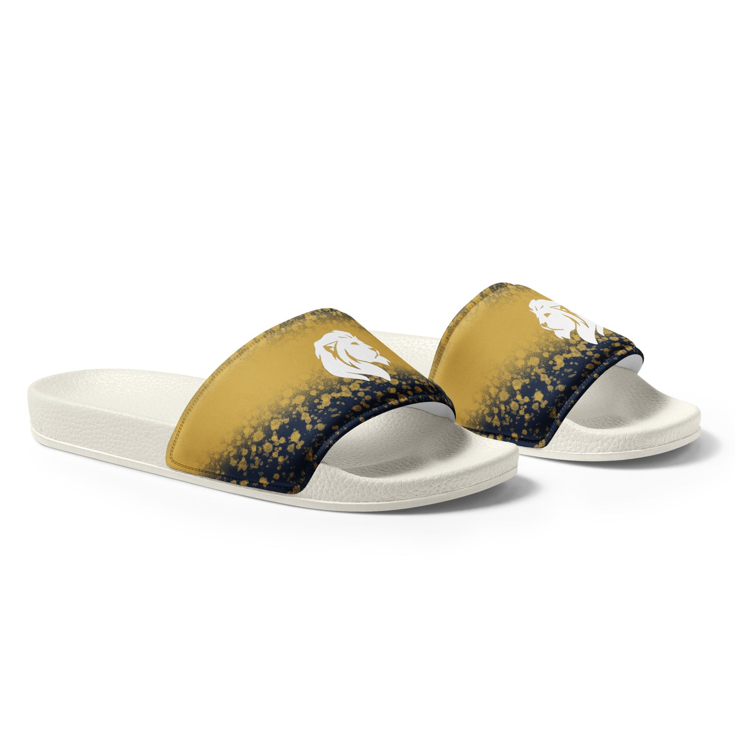 0702 Sliders, Navy and Gold Splatter