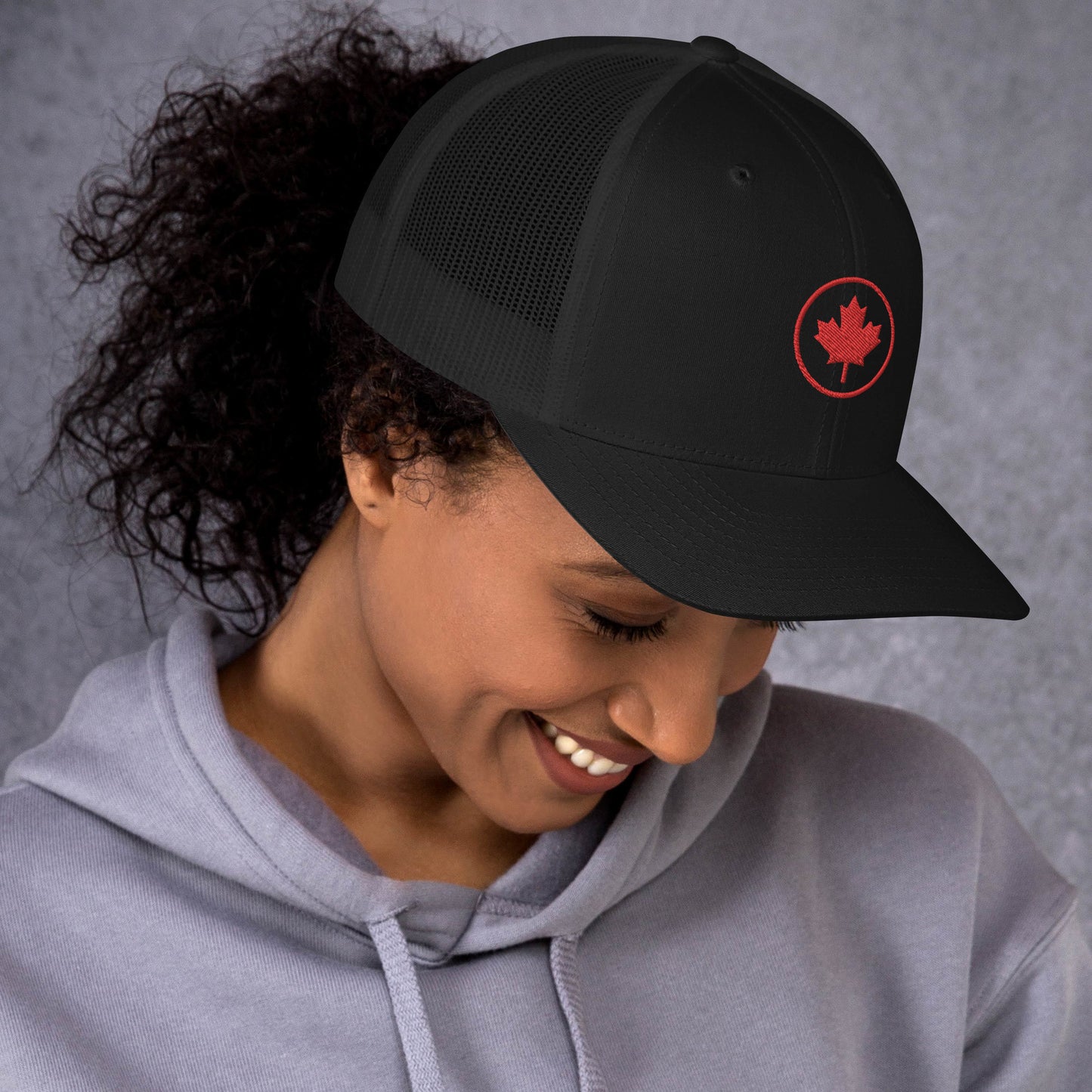 0804z Trucker Cap, Red - Maple Leaf Circle