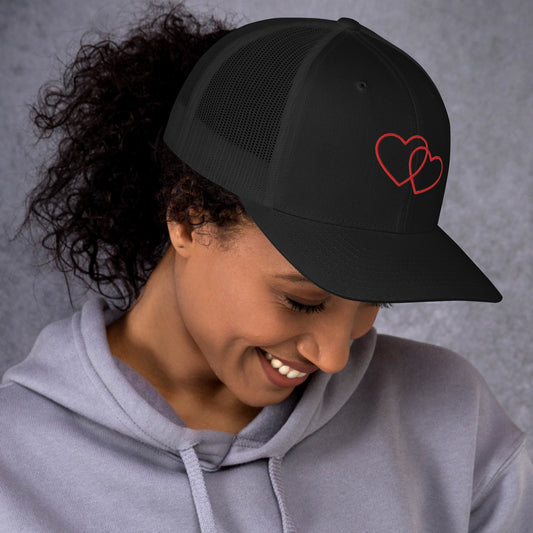 0804z Trucker Cap, Love - Hearts Interlocking