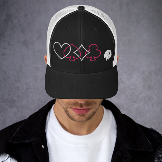 0804 Trucker Cap, Cards - Hearts Spades Diamonds Clubs