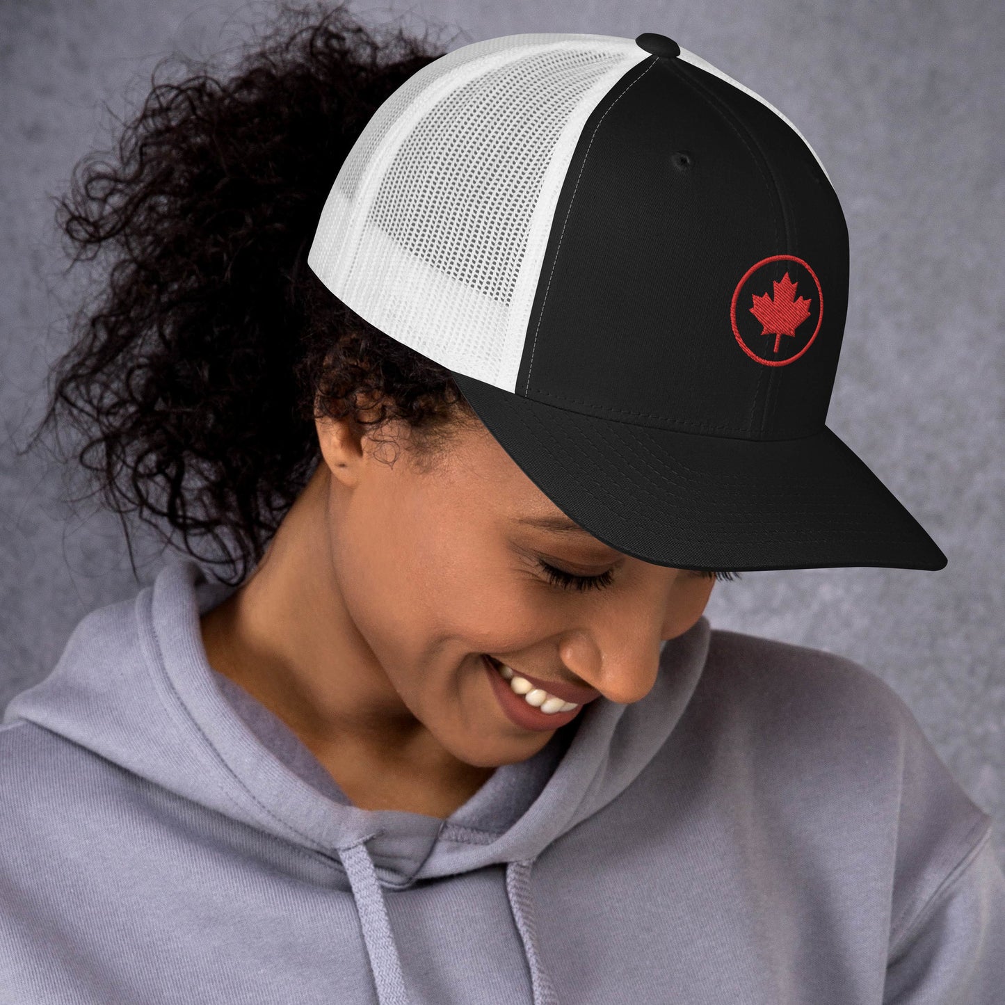 0804z Trucker Cap, Red - Maple Leaf Circle