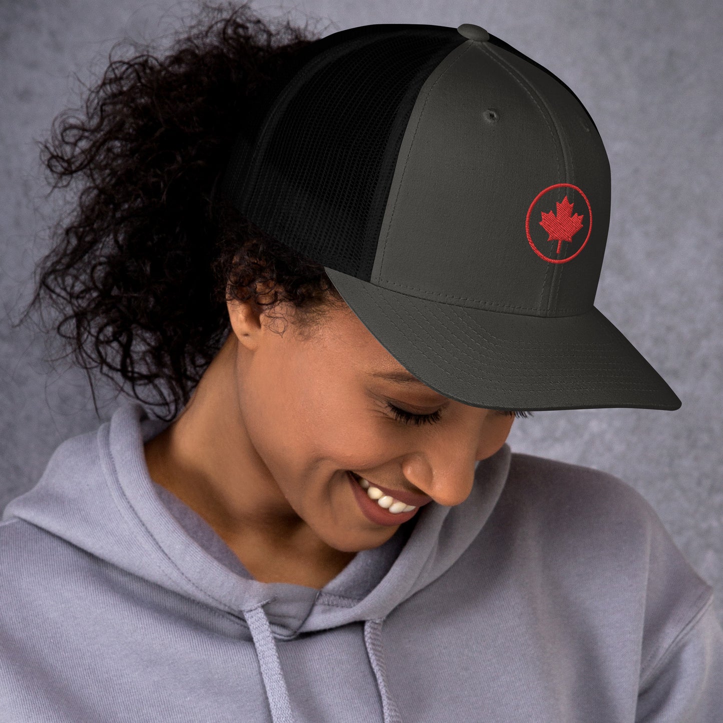 0804z Trucker Cap, Red - Maple Leaf Circle