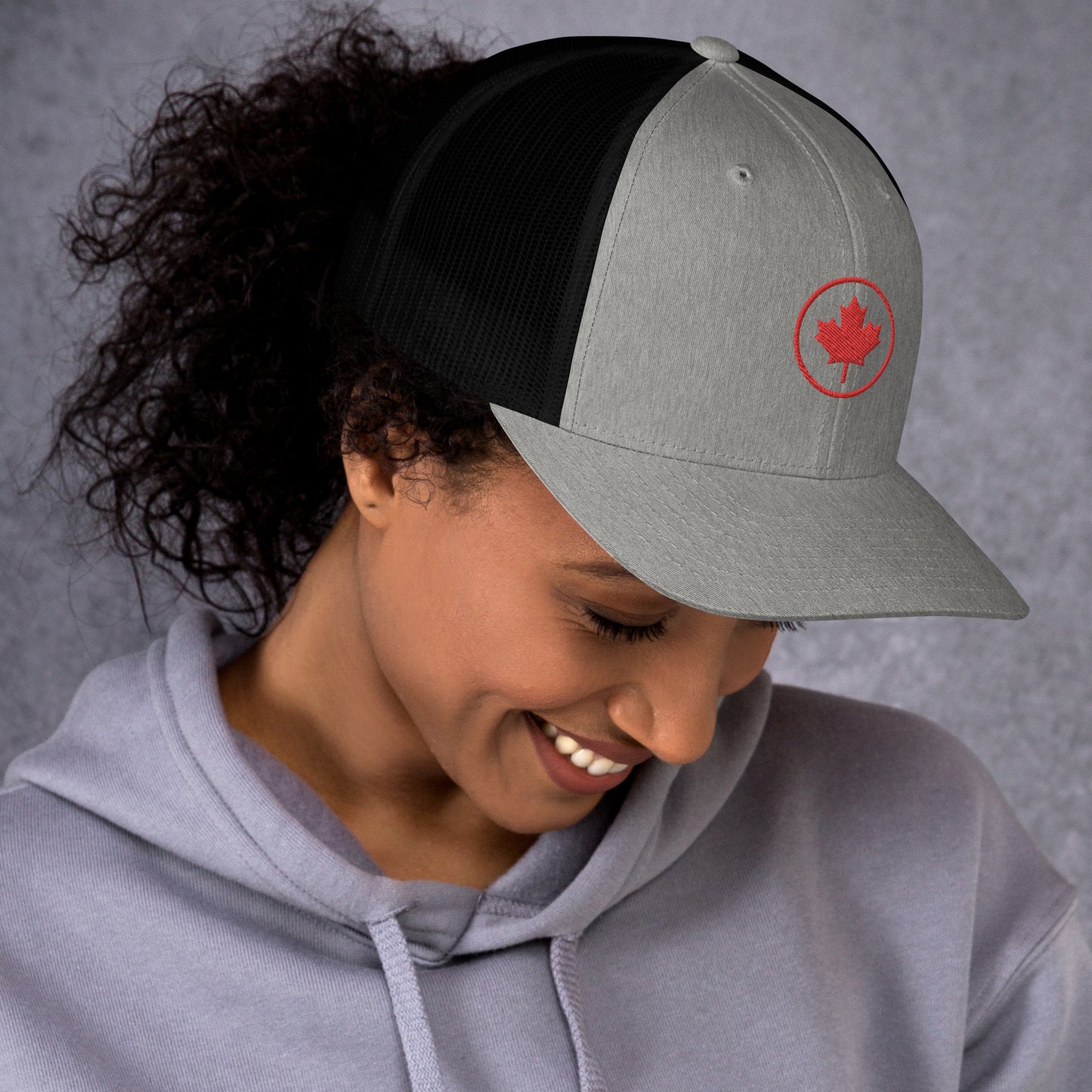 0804z Trucker Cap, Red - Maple Leaf Circle