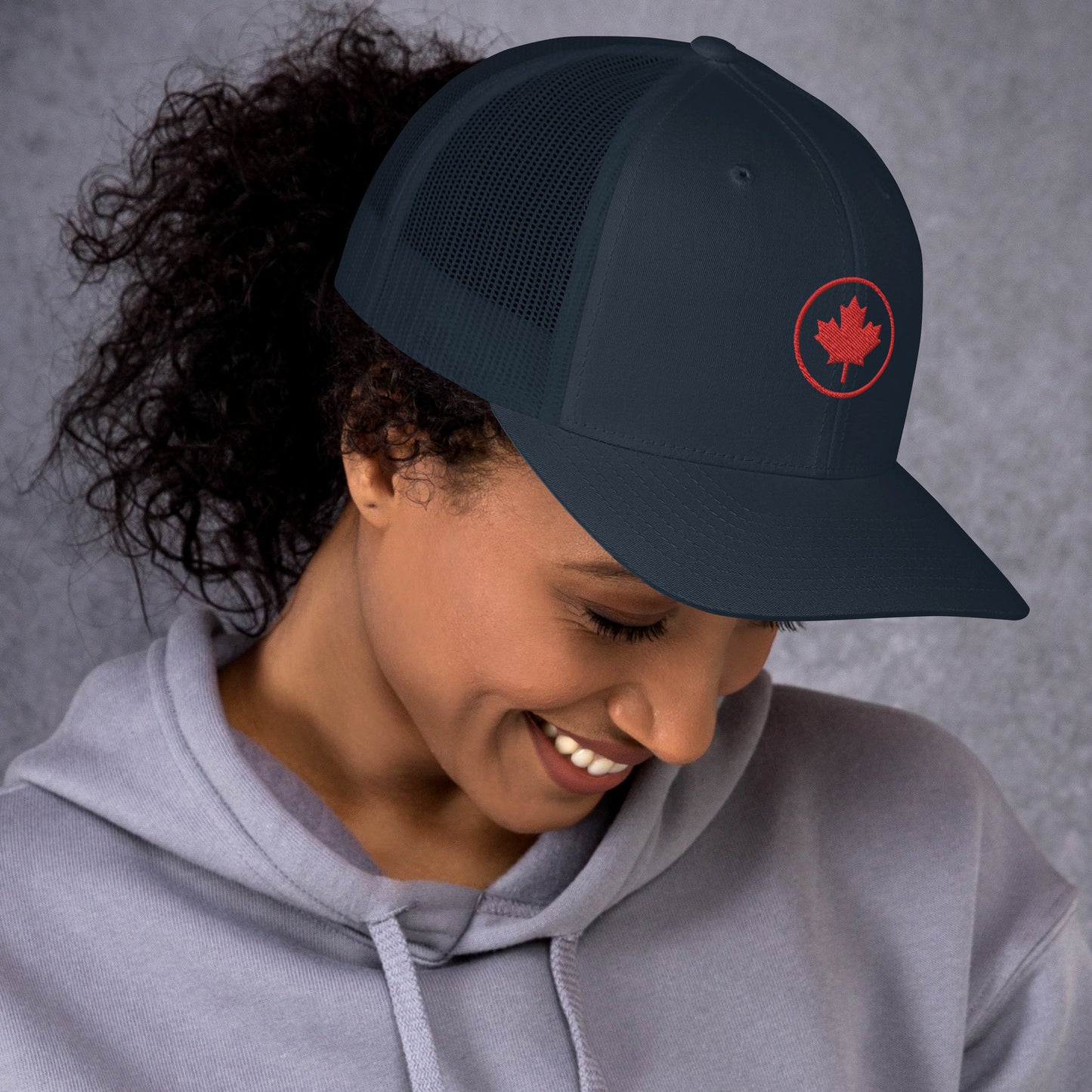 0804z Trucker Cap, Red - Maple Leaf Circle