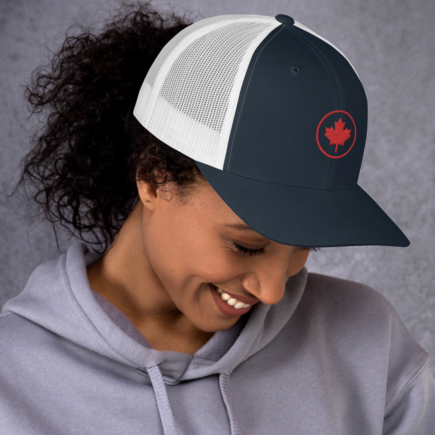 0804z Trucker Cap, Red - Maple Leaf Circle