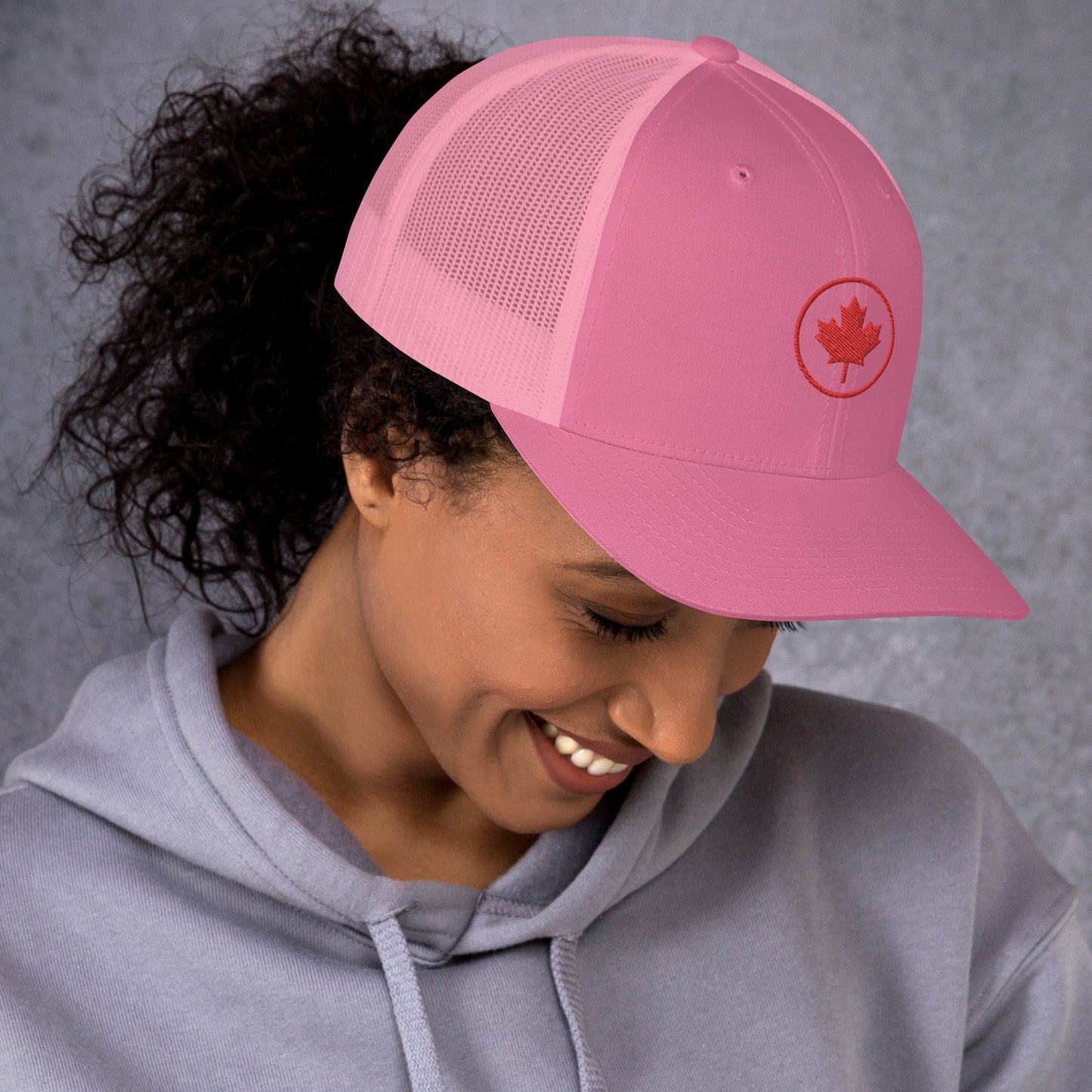 0804z Trucker Cap, Red - Maple Leaf Circle