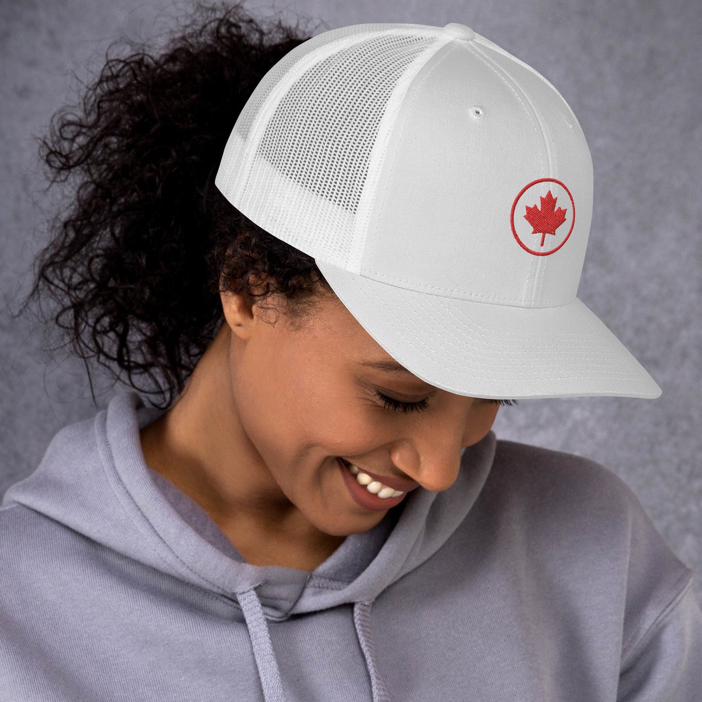 0804z Trucker Cap, Red - Maple Leaf Circle