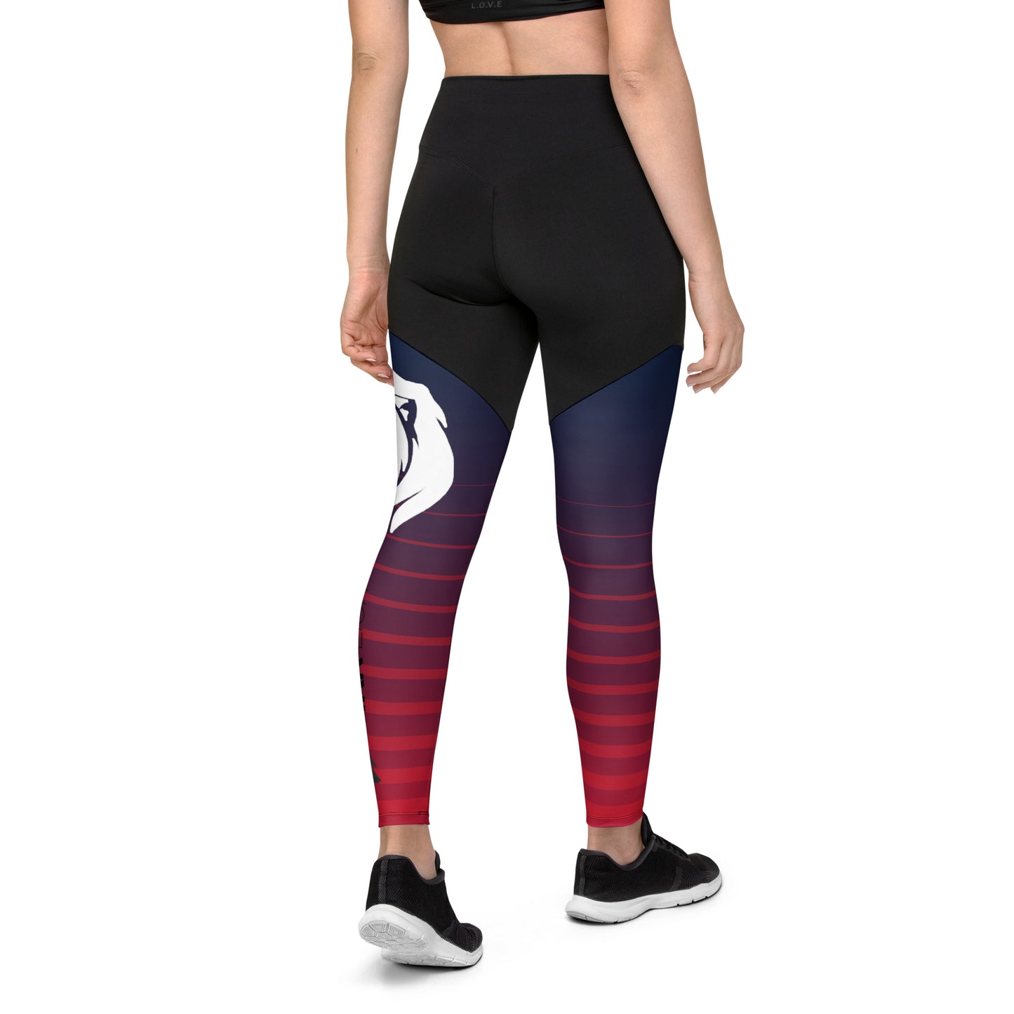 0306 Sports Leggings, Stripes Red to Blue