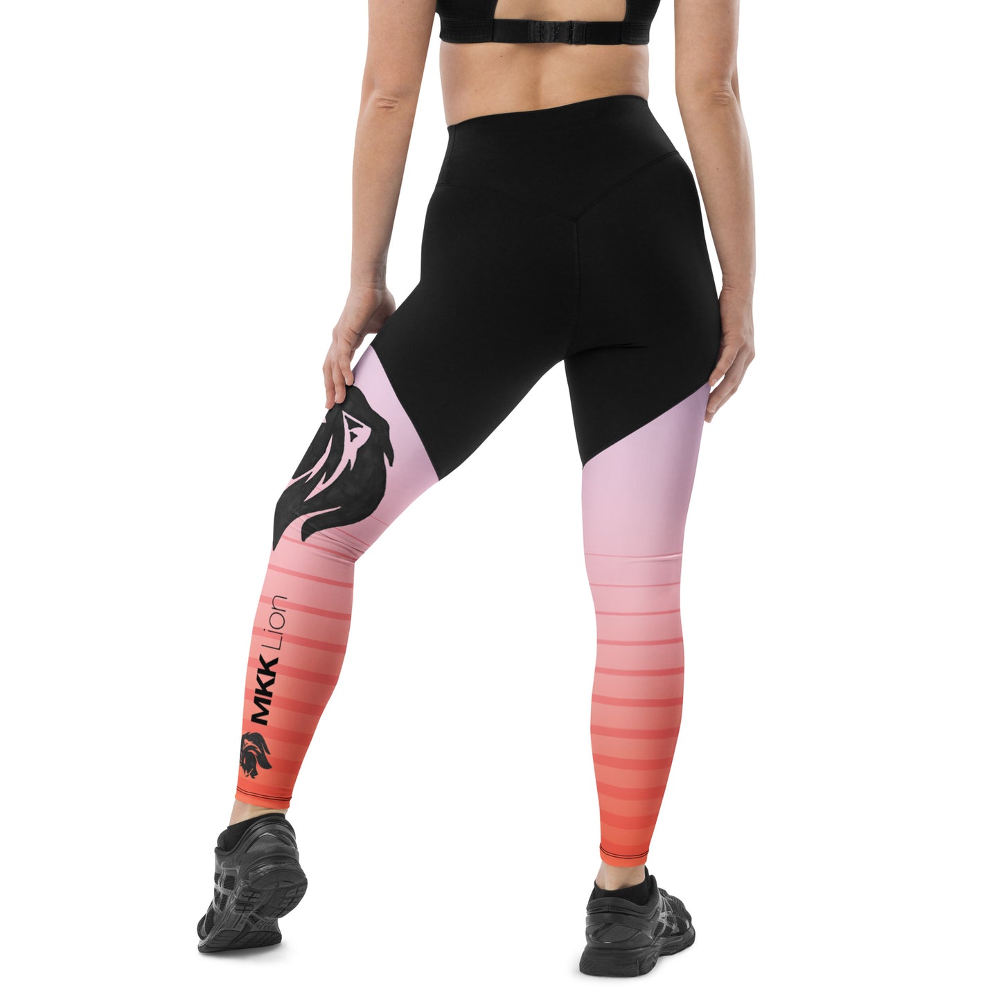 0306 Sports Leggings, Stripes 6 Red to Pink