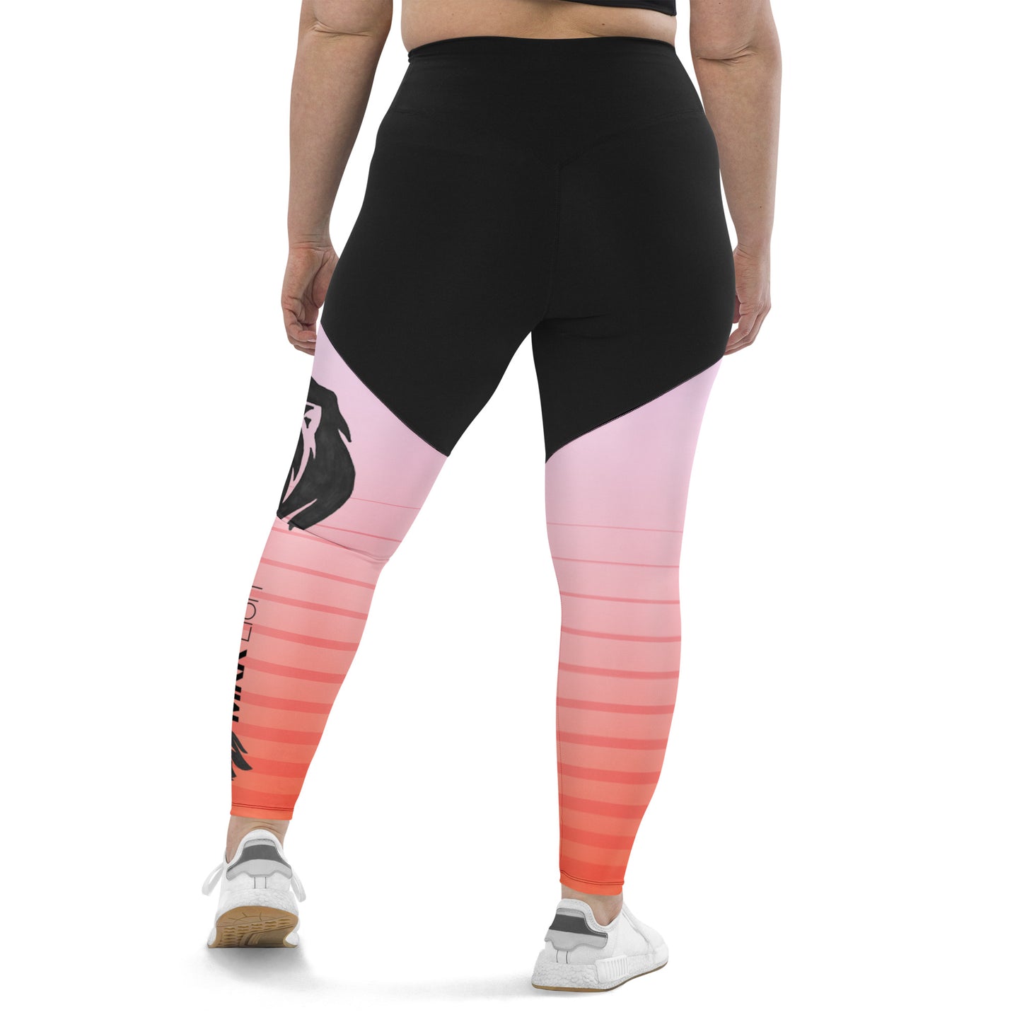 0306 Sports Leggings, Stripes 6 Red to Pink