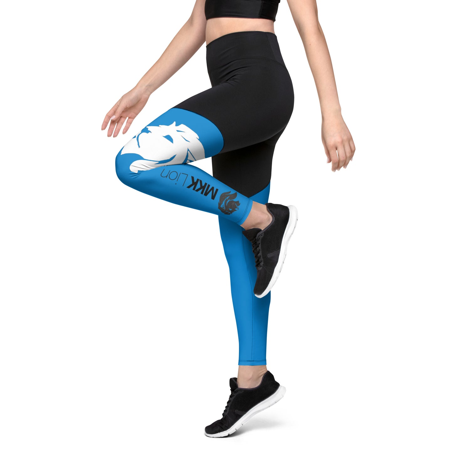 0306 Sports Leggings, Solid Blue