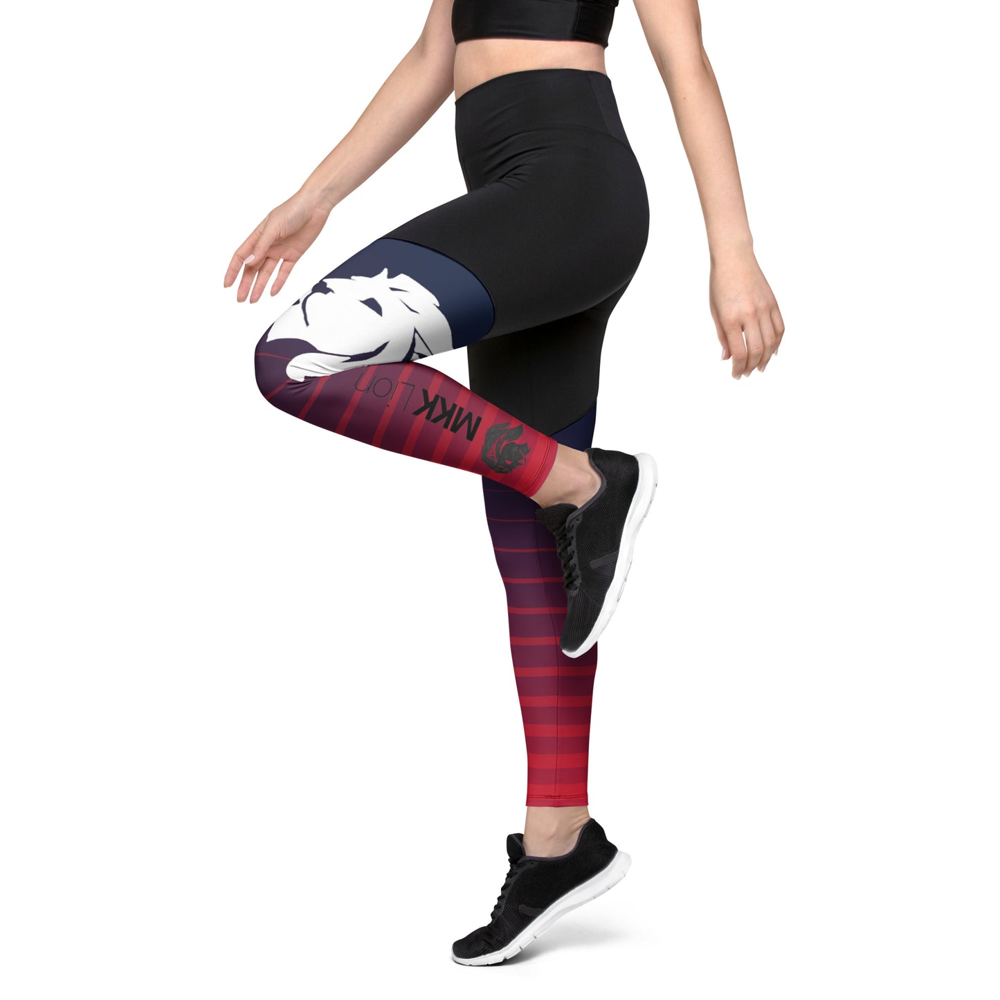 0306 Sports Leggings, Stripes Red to Blue