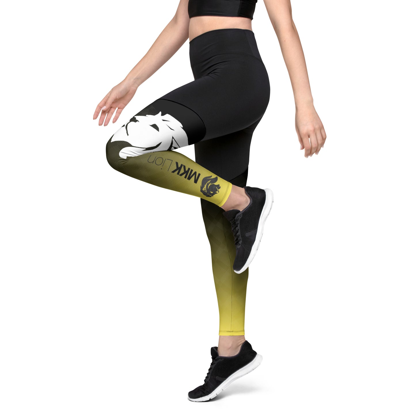 0306 Sports Leggings, Gradient Yellow to Black