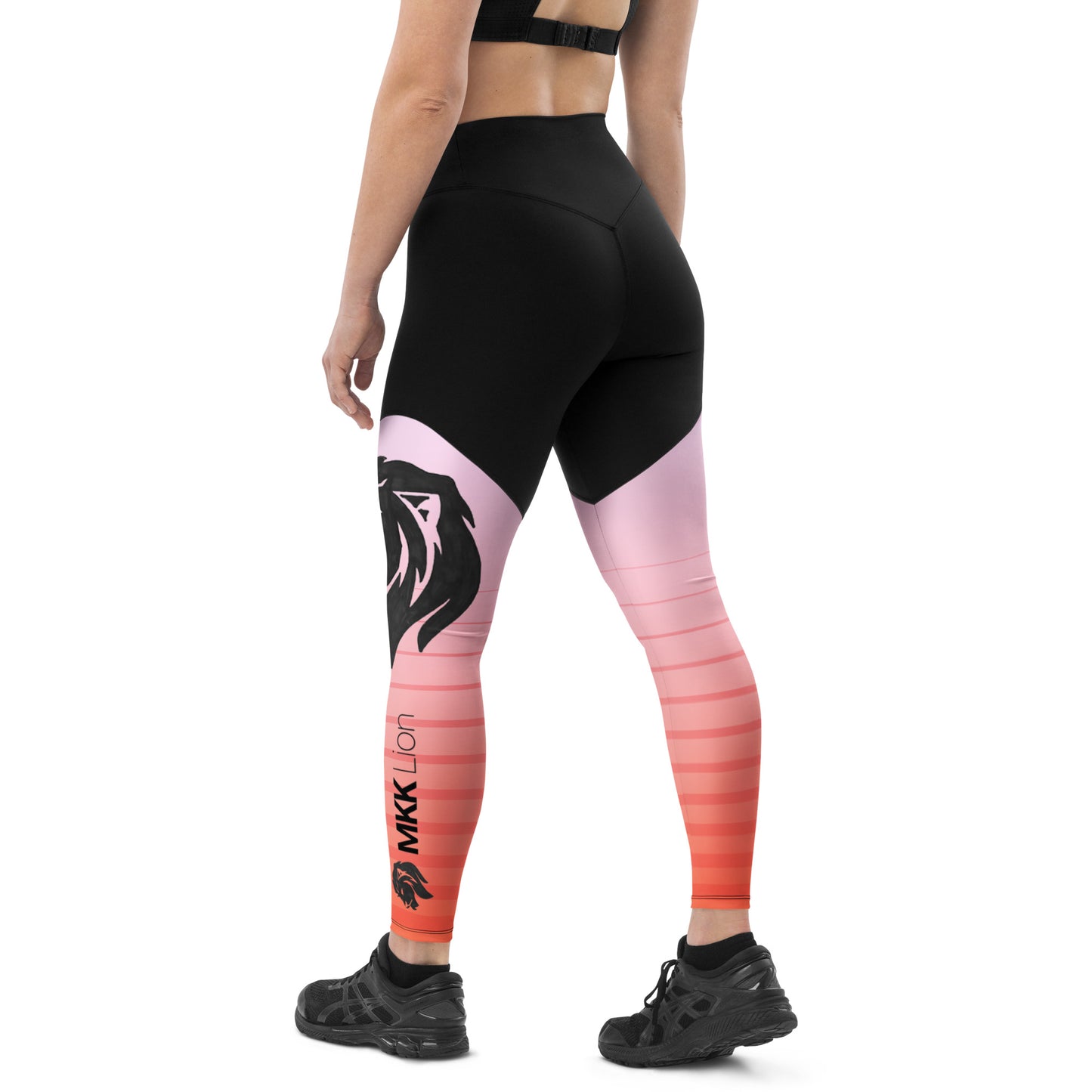 0306 Sports Leggings, Stripes 6 Red to Pink