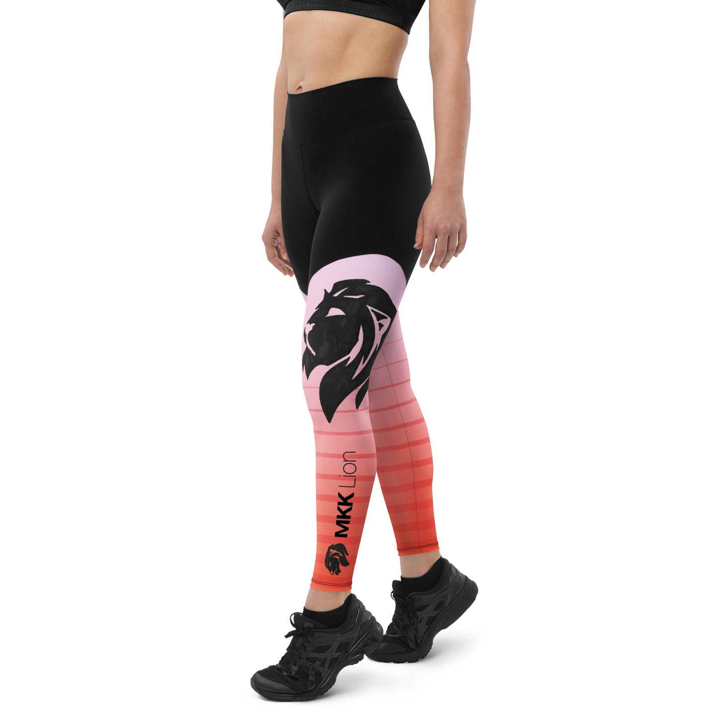 0306 Sports Leggings, Stripes 6 Red to Pink