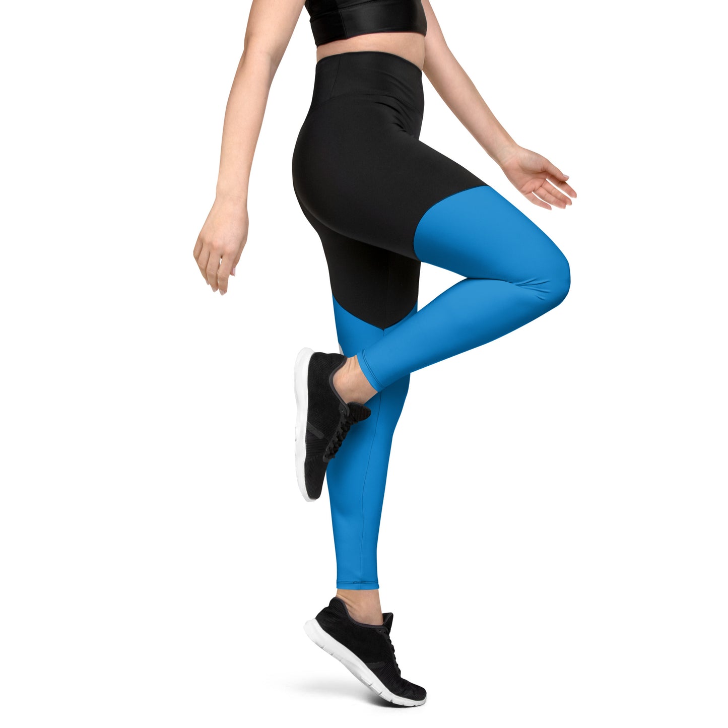 0306 Sports Leggings, Solid Blue