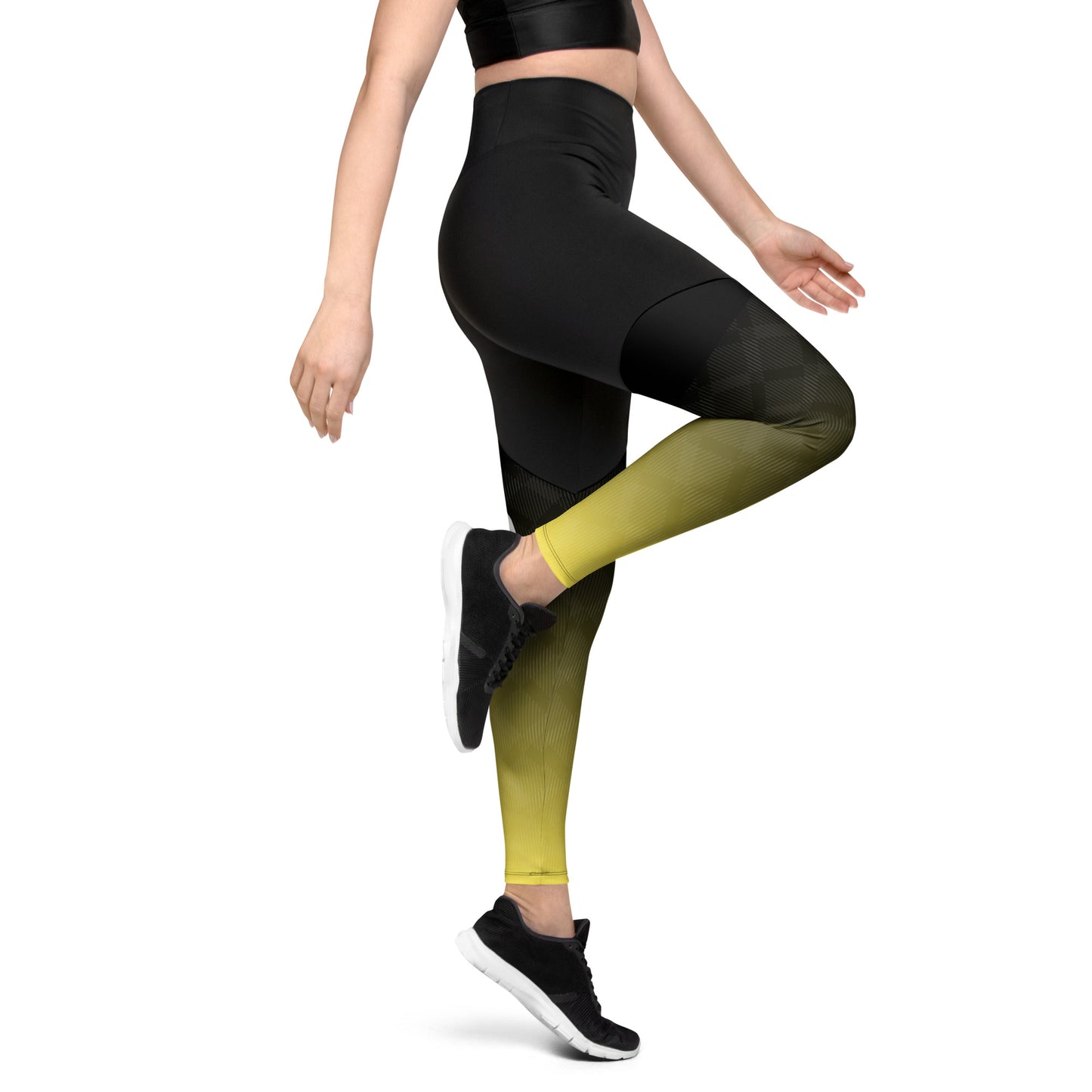 0306 Sports Leggings, Gradient Yellow to Black