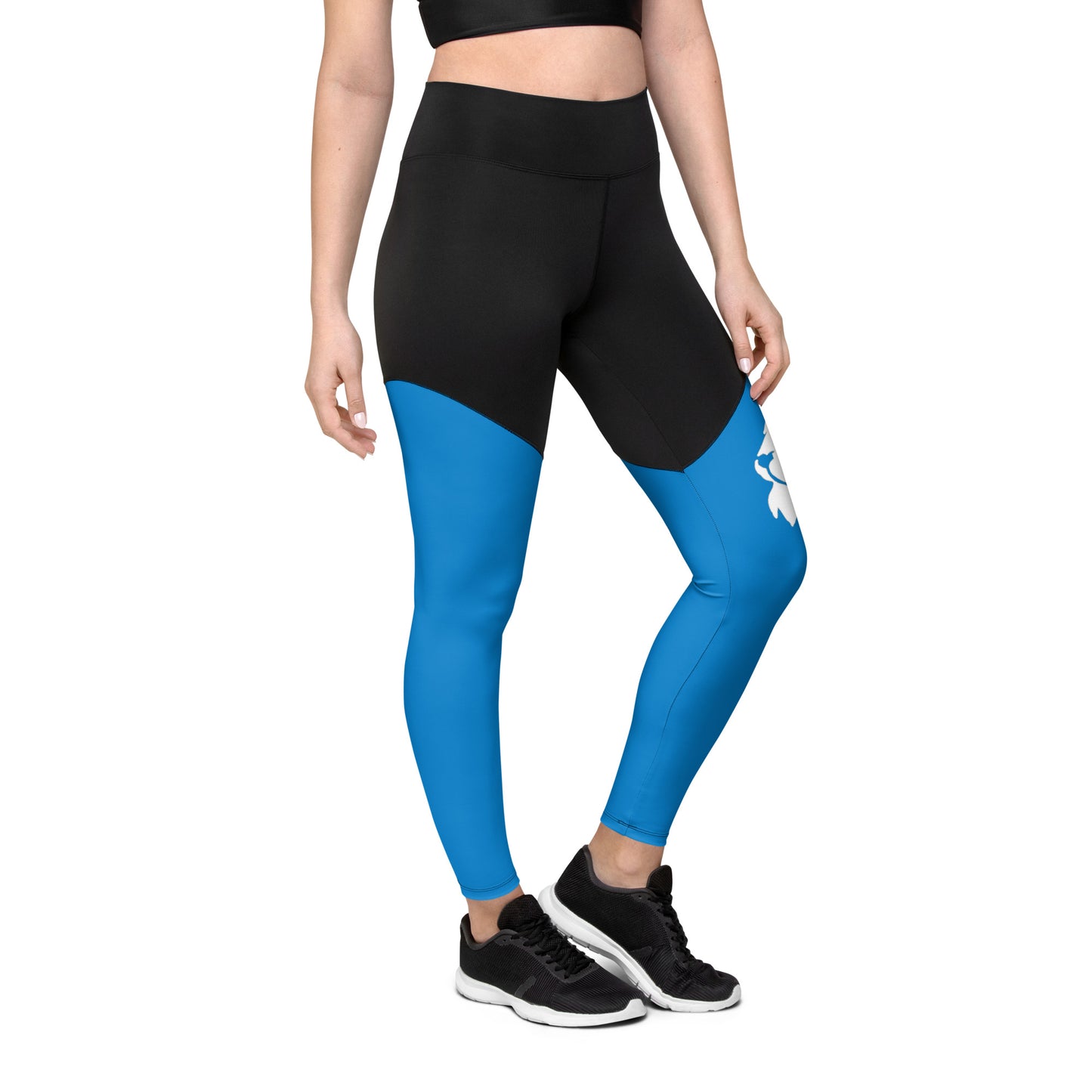 0306 Sports Leggings, Solid Blue