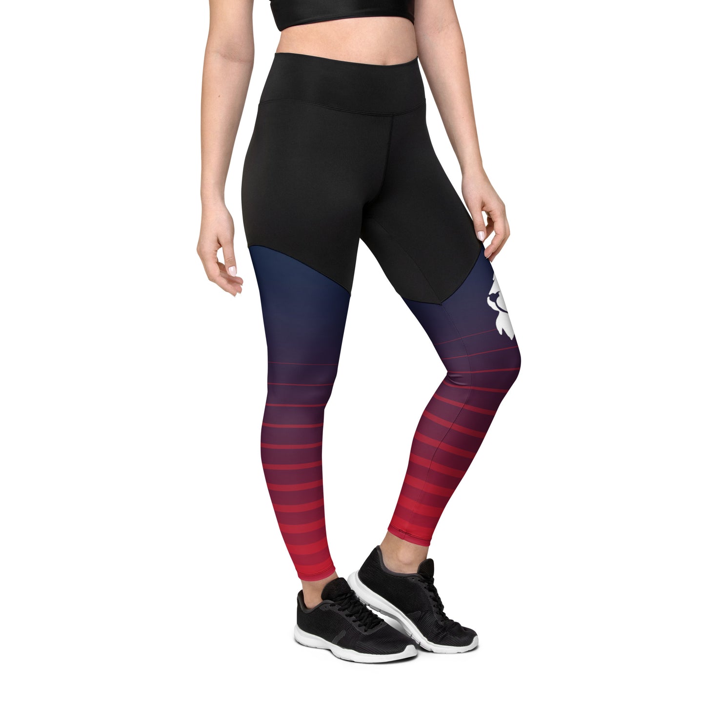 0306 Sports Leggings, Stripes Red to Blue