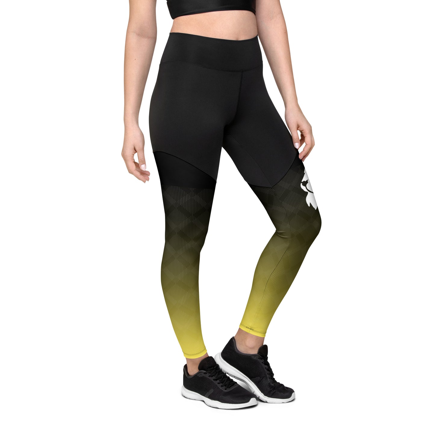 0306 Sports Leggings, Gradient Yellow to Black