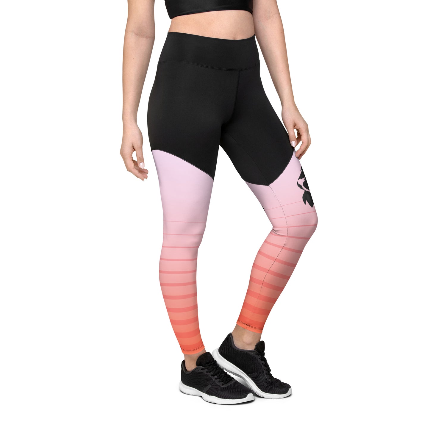 0306 Sports Leggings, Stripes 6 Red to Pink