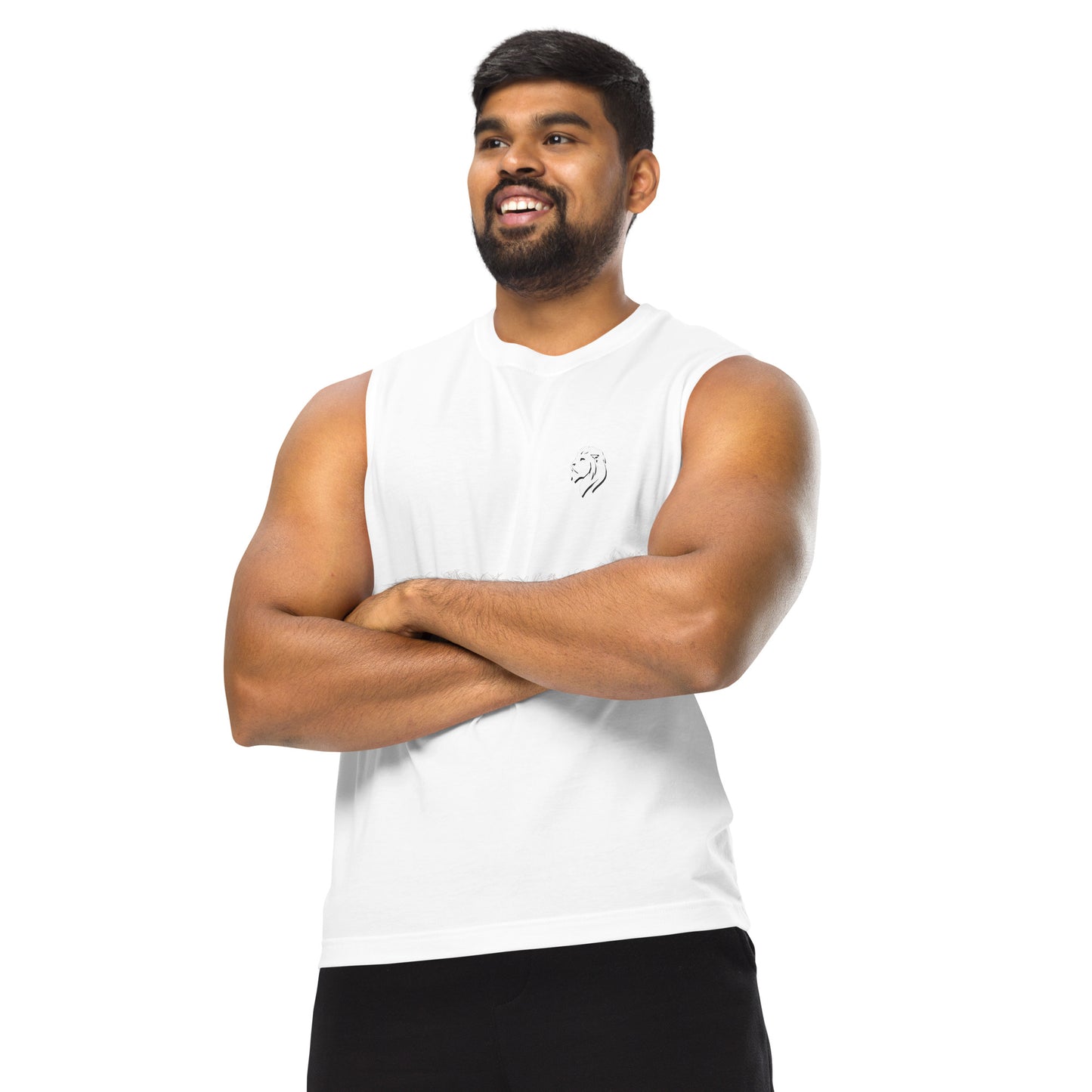 0107a Unisex Muscle Vest, Solid Black/White, 02